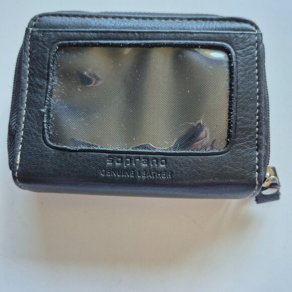 Soprano Leather Black Double Zippered Card Wallet - Picture 2 of 8